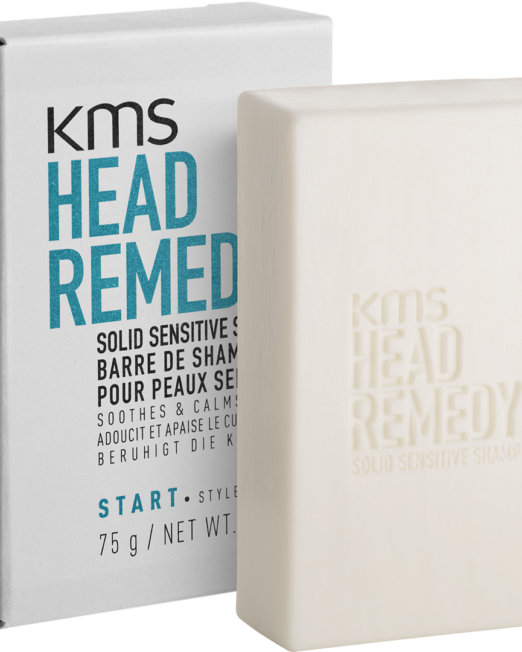 KMS GOES SOLID_packaging_bar in front of box_high res_png_HR Shampoo_KMS_HEADREMEDY
